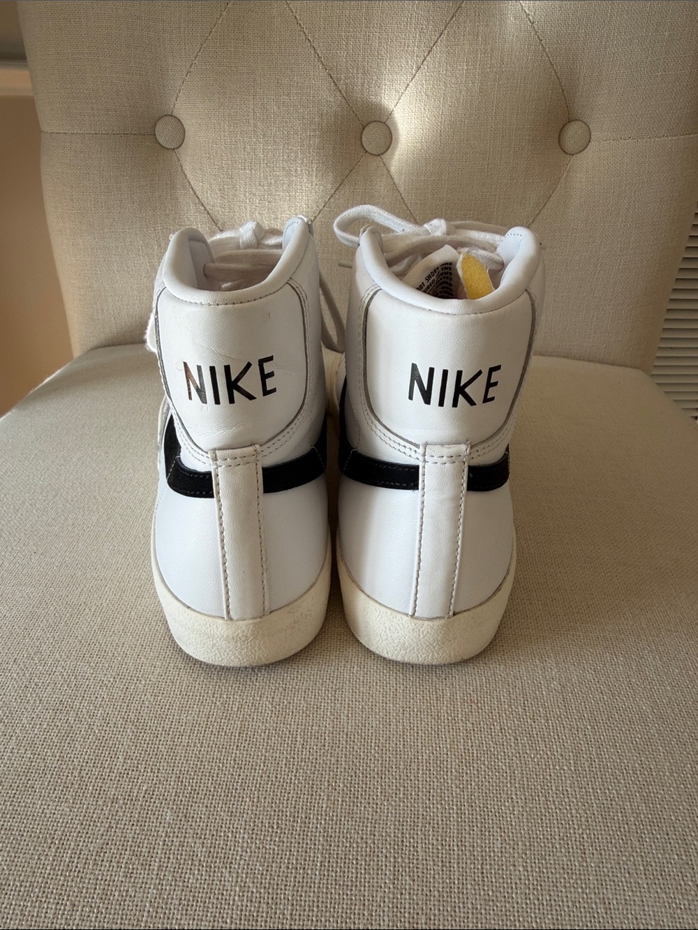 Nike White High-Top Sneakers (Blazers)with Black Swoosh size 8.5 - Picture 5 of 11